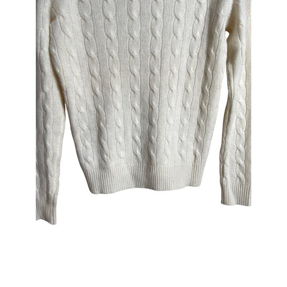 Polo Ralph Lauren Wool Cashmere Cable Knit Sweater Cream Womans Small (FLAWED) - Picture 3 of 10